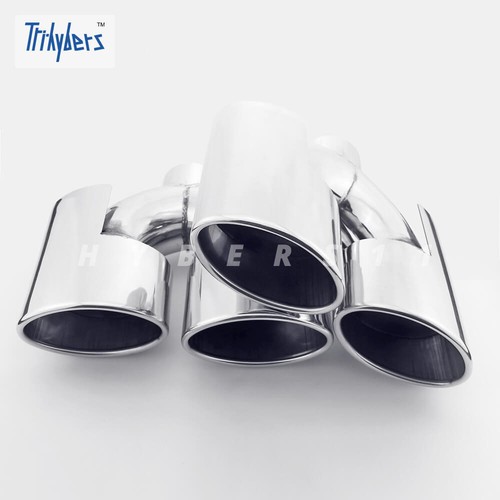 2.25" Inlet Dual Oval Outlet BENZ AMG Look Stainless Steel Quad Out Exhaust Tips