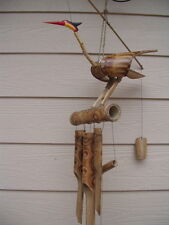 Fireburnt Swirl With Flowers Half Coconut Top Bamboo Wind Chimes Ship for sale online 