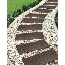 Patio Garden Path Recycled Rubber Wood Effect Railway Tie Sleeper Patio Garden Path Recycled Rubber Wood Effect Railway Tie Sleeper Earth 4 Pack