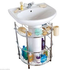 2 Tier Chrome Under Sink Unit Caddy Bathroom Storage Shelves With