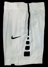 Nike Boy's White Black Dri Fit Elite Stripe Basketball Shorts 