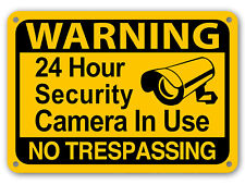 1 24 Hour Surveillance CCTV Camera Warning Sign 3mm Plastic Drilled with screws 