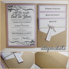 Kraft Wedding Pocket Invitations Diy Pocketfold Envelopes Brown