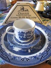 CHURCHILL 20 PIECE CHINA WILLOW DINNER/TEA SET BLUE DAILY USE PLATE CUP BOWL 