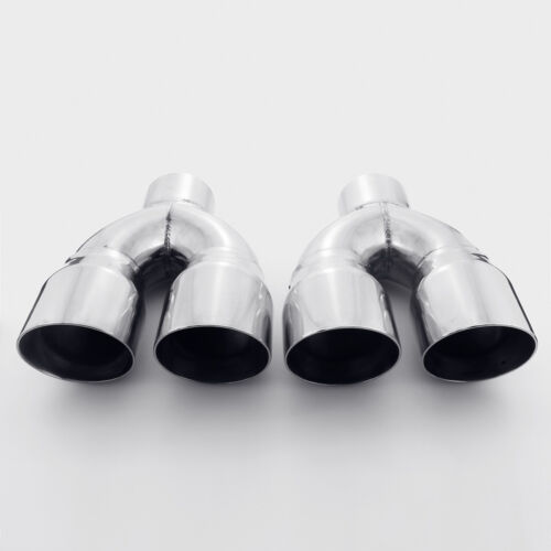 1 Pair Quad 3" Out Exhaust Tips 2.25" In 9" Long Dual Wall 304 Stainless Steel