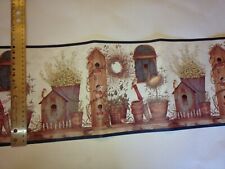 Gold /& Green Birdhouses with Birds Wallpaper Border EX80960