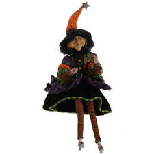 H3104014 RETIRED RAZ 21" Sittng Witch Halloween Orange Hat Black Stripe Sock 