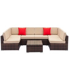 Kinbor Outdoor Rattan Wicker Patio Sectional Sofa Set With Cushions 7 Piece For Sale Online Ebay