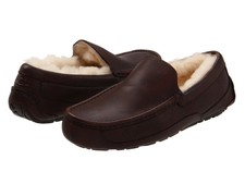 Ugg Australia Mens Ascot Slippersm Black Leather - Casual Ugg Australia Mens Ascot Slippersm Black Leather - Casual
