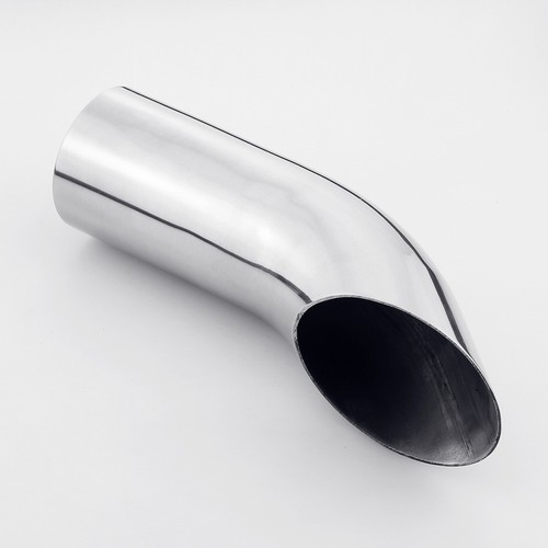 2.25" Inlet 8" length 304 Stainless Steel Exhaust Tip Curve Turn Down Angle Cut